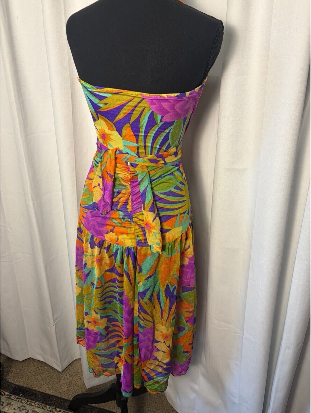 Vintage 80’s Oscar de la Renta Floral Tropical One Piece Swim Set Size M - Picture 2 of 9